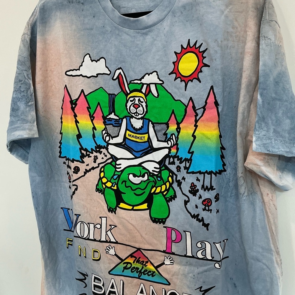 NWOT MENS: Market Work Life Balance T-Shirt in Water Tie-Dye - Picture 6 of 10
